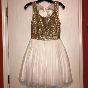 Gold sequin mini dress